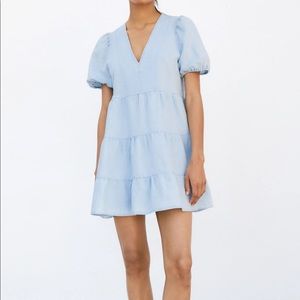 Zara NWT tiered linen blend dress